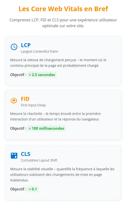 Infographie expliquant les Core Web Vitals