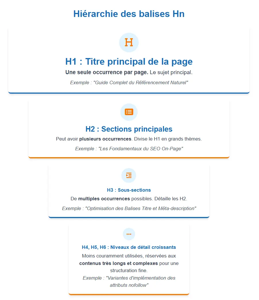 Infographie hierarchie des balises hn